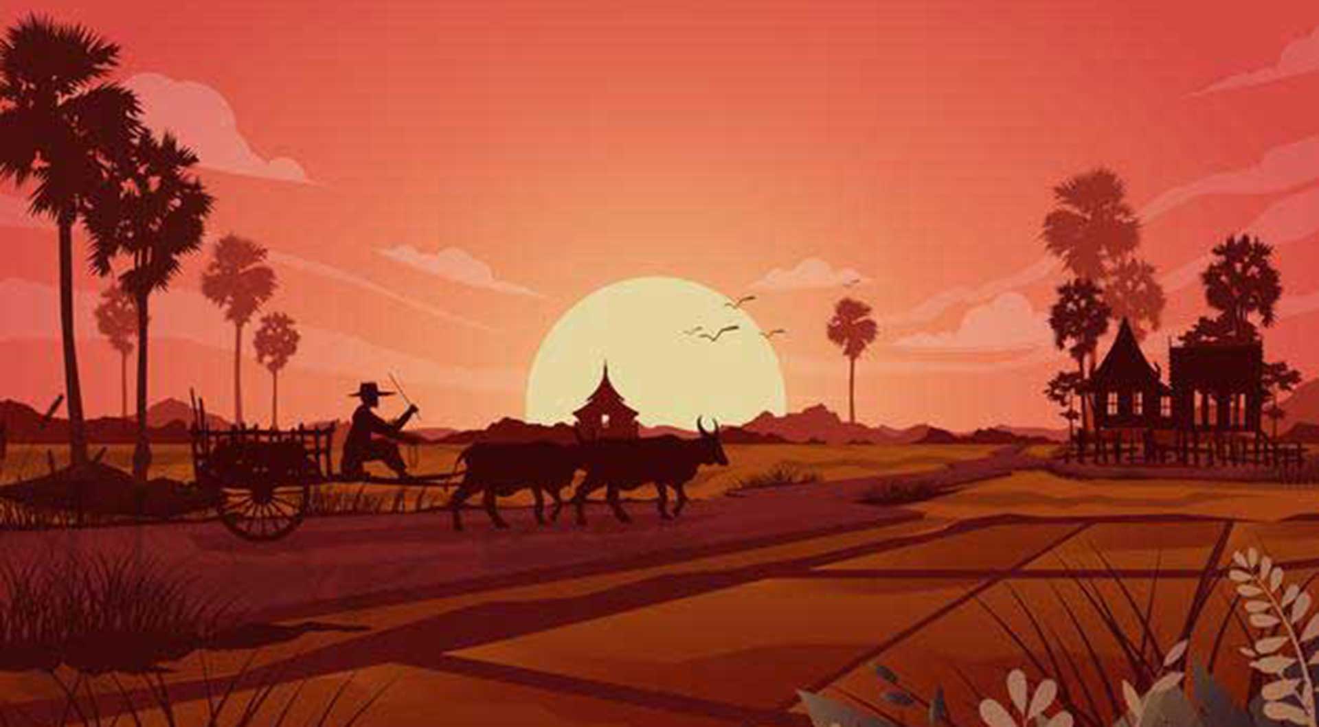 nature-scene-rural-land-agriculture-grassland-abtract-silhouette-asian-farmers-working-rice-field-illustration_1150-37317